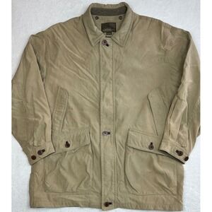 Vintage Rainforest Men‎ Tan Down Filled Field Jacket Trim XL Utility Barn Coat